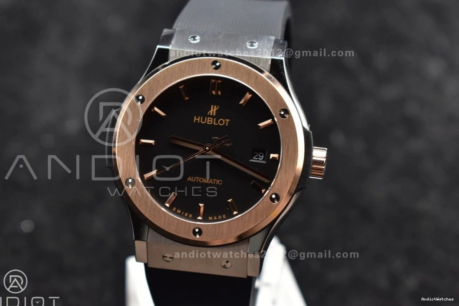 Dial HBF Black 45mm A Black Edition 588 Fusion RG Strap 1:1 on Bold Gummy Best 0414